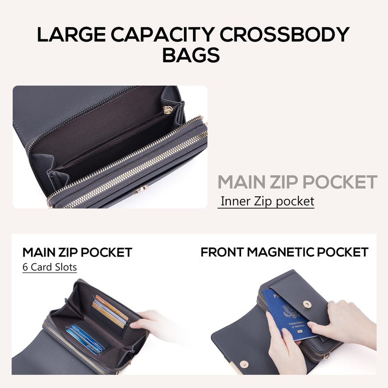 Roulens Small Crossbody Bag for Women,Cell Phone Purse Women's Shoulder Handbags Wallet Purse with Credit Card Slots - Image 2